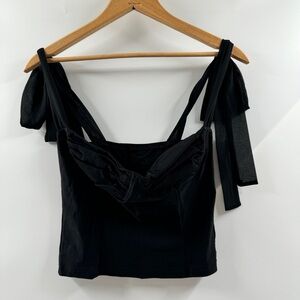 J.inc Black Bustier Corset-Style Top with Mesh Tie Straps, Fits Medium